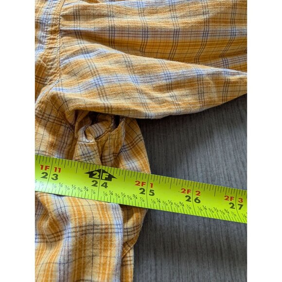 Cabelas Safari Series XL Tall Yellow Plaid Shirt Mesh Lining Button Front Mens - Picture 7 of 7